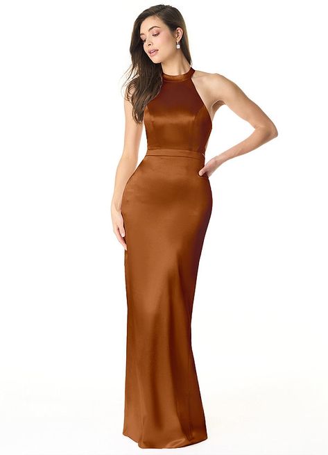 AZAZIE JACQUELYN - Bridesmaid Dresses Vestidos Color Cobre, Copper Bridesmaid Dress, Copper Bridesmaid, Copper Bridesmaid Dresses, Satin Dress Long, Azazie Bridesmaid Dresses, Wedding Name, Long Bridesmaid Dress, Fashion Gallery