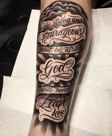 God Is Always With Me Tattoo, Deuteronomy 31 6 Tattoo, Tattoo Letters, Lettering Tattoos, Me Tattoo, Mother Tattoos, Rock Lee, About God, Back Tattoos