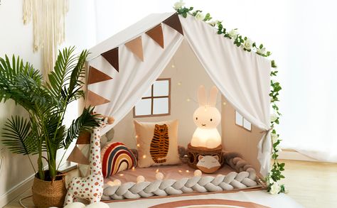 Diy Play Tents For Kids, Diy Kids Tent Indoor, Diy Tent Indoor, Kids Tent Decoration Ideas, Diy Playhouse Indoor, Kids Tent Bed, Kids Play Tent Diy, Kids Reading Tent, Reading Tent For Kids