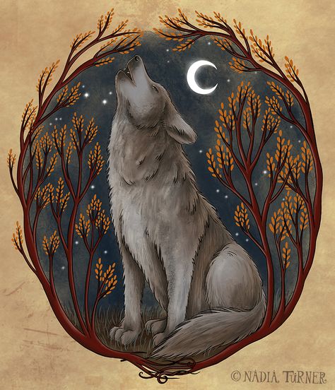 The Witch's Familiar - Wild Wolf by Nadia Turner Witch's Familiar, Nadia Turner, Witches Familiar, Pagan Art, Witchy Wallpaper, Wild Wolf, Goddess Art, Witch Art, Fox Art