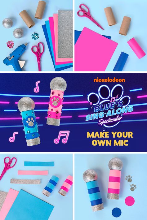 Microphone Craft For Kids, Microphone Craft, Diy Microphone, Easy Kids Art Projects, Summer Crafts For Toddlers, Cardboard Crafts Kids, Diy Party Crafts, Blue And Magenta, Rock Star Party