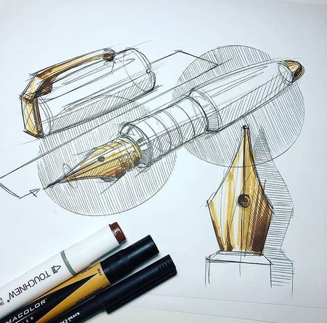 RotioOfficial on Instagram: “Fountain pen  Credit: @pmurfdesign  For more design, creativity and inspiration follow @RotioOfficial . . #rotio #sketch #idsketch…” Fountain Pen Drawing, Cork Design, Futuristic Building, 3d Sketch, Luxury Pens, Industrial Design Sketch, Products Design, Pen Design, Pen Sketch