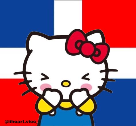 Dominican Flag Aesthetic, Flag Aesthetic, Dominican Flag, Anthropomorphic Animals, Dominican Republic Flag, Hello Kitty House, Kitty Images, Hello Kitty Backgrounds, Hello Kitty Drawing