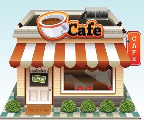 Cartoon City Streets and Buildings Vector Illustration 01 Cafe Icon, Owl Vector, City Cartoon, Shop Illustration, Free Cartoons, Coffee Shop Design, Home Icon, Beautiful Coffee, Art Anime