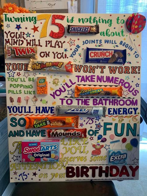 Homemade Gift For Grandma, Candy Poster Board, Candy Bar Cards, Birthday Candy Poster, Candy Poems, Candy Birthday Cards, Candy Bar Poster, Candy Messages, Bd Ideas