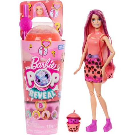 Barbie 12.7" Pop Reveal Boba Series Doll Mango Mochi Mango Mochi, Mystery Bags, Barbie Doll Set, Colorful Skirts, Doll Eyes, Cute Purses, Mattel Barbie, Dollhouse Dolls, Doll Face