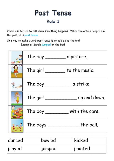 Verb Tenses Worksheet 1st Grade, Regular Past Tense Worksheet, Past Tense Worksheet For Grade 1, Tenses English Grammar Worksheets, Past Tense Verbs Worksheets, Verb Tenses Worksheet, Simple Past Tense Worksheet, Regular Past Tense Verbs, Tense Worksheet