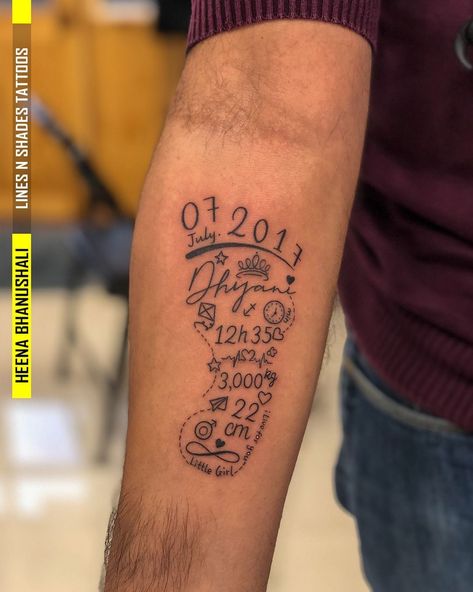 24 Father Daughter Tattoos for Families in 2022 - Page 3 of 5 - Small Tattoos & Ideas Tattoos For Your Son, Baby Tattoo For Dads, Tattoos In Other Languages, Newborn Tattoo, Mum And Daughter Tattoo, Dad Daughter Tattoo, Daughters Name Tattoo, Baby Footprint Tattoo, Father Son Tattoo