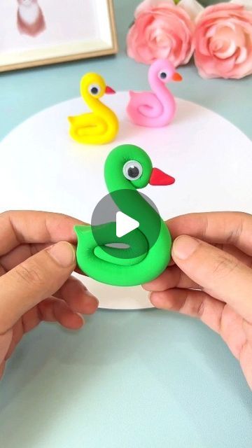 Simple Clay Art For Kids, Simple Clay Ideas For Kids, Clay Modelling For Kids, Clay Duck, Clay Activity, Clay Art For Kids, Handmade Paper Craft, Popeye And Olive, Clay Crafts For Kids