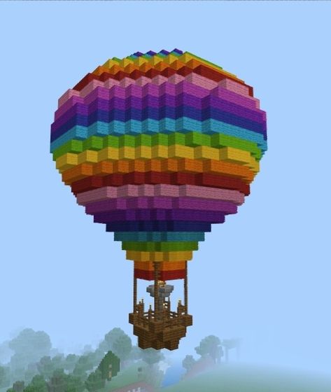 Minecraft pixel art Minecraft Hot Air Balloon, Minecraft Carnival, Minecraft Inspo, Goblin Core, Minecraft Pixel Art, Minecraft Builds, Minecraft Building, Minecraft Creations, Minecraft Ideas