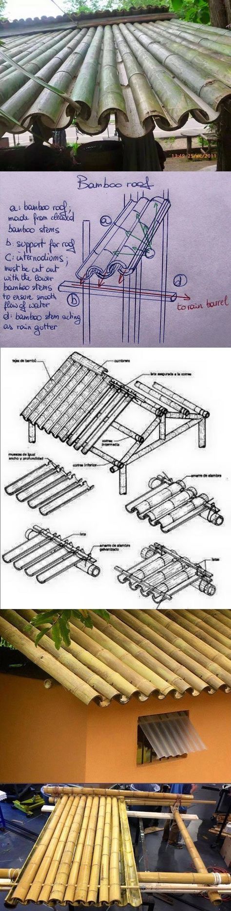 Roofing Bamboo Chicken House, Bamboo Shelter Design, Bamboo Chicken Coop, Bamboo Roof Design, Bamboo Diy Projects, Bambu House, Bamboo Shelter, Bamboo Hammock, Bamboo Roofing