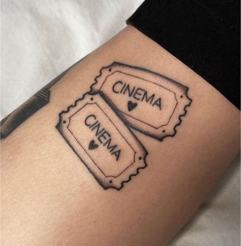 Movie Theater Tattoo, Movie Ticket Tattoo, Theater Tattoo, Ticket Tattoo, Theatre Tattoo, Boston Tattoo, Admit One Ticket, Movie Ticket, One Ticket