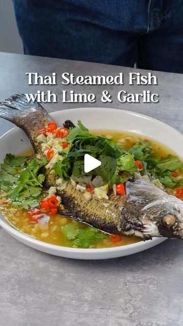 Thai Steamed Fish Recipe, Thai Fish Recipes, Steam Fish Recipe, Thai Steamed Fish, Thai Fish Recipe, Steamed Recipes, Steam Seafood, Sea Bass Recipe, Steamed Fish Recipes