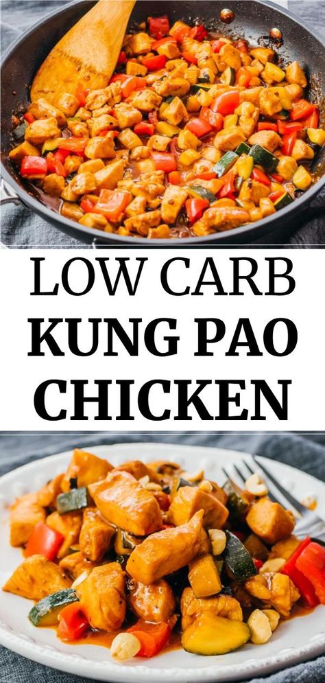 Best Kung Pao Chicken Recipe, Stir Fry With Vegetables, Keto Chinese Food, Keto Stir Fry, Kung Pao Chicken Recipe, Healthy Chinese, Chinese Stir Fry, Pf Changs, Riced Cauliflower