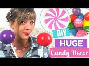 DIY HUGE CANDY Room Decor Tutorial-Easy and Affordable! - YouTube Giant Gumdrops Diy, Candy Room Decor, Diy Christmas Candy Decorations, Diy Giant Candy Props, Fake Candy Decorations Diy, Christmas Candy Decorations, Diy Candyland Decorations, Fake Candy Decorations, Lollipops Diy