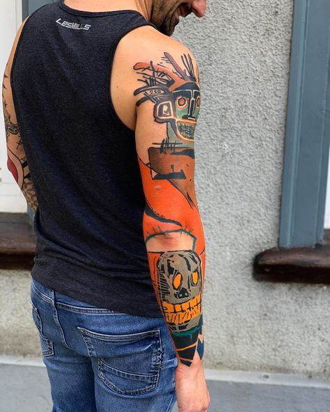 Basquiat Tattoo Sleeve, Basquiat Tattoo, Pop Art Tattoo, Pop Art Tattoos, La Tattoo, Body Modification, Lion Tattoo, Tattoo Sleeve, Body Modifications