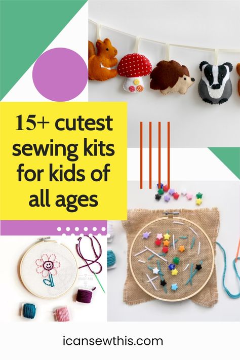 A sewing kit for kids is definitely a cool and unique gift to put on your Christmas list. Not only you’ll create memorable experiences and keep your kids’ hands busy, but you’ll help them move away from the TV and mobile games as well. Here are the best sewing kits for kids of all ages. Sewing Kits For Kids, Kids Sewing Kit, First Sewing Projects, Sewing Cards, Kids Sewing, Sewing Kits, Sewing Projects For Kids, Craft Kits For Kids, Sewing Patterns For Kids