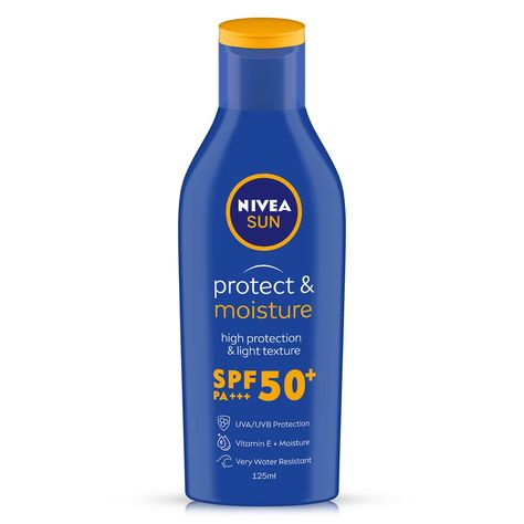 Nivea Moisturising Sun Lotion SPF-50, 125ml Sunscreen For Men, Tanning Sunscreen, Sun Lotion, Skin Collagen, Sunscreen Lotion, Prevent Wrinkles, Hydrate Skin, Spf 50, Vitamin E