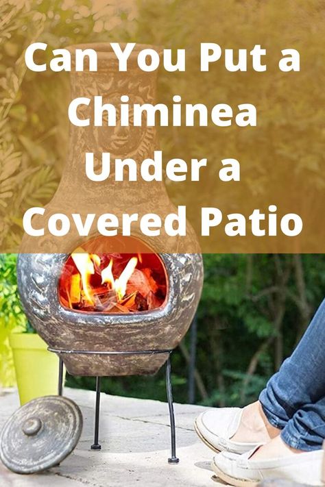 Fire Pit Under Covered Patio, Chiminea Ideas Outdoor Spaces Patio, Backyard Chiminea Ideas Patio, Chiminea Ideas Indoor, Diy Chiminea Outdoor, Chimnea Outdoor Patio Ideas, Chiminea Ideas Outdoor Spaces, Chiminea Ideas, Chimnea Outdoor