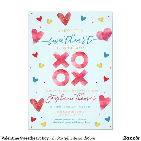 Valentine Baby Shower Invitations, Valentine Party Invitations, Valentine Invitations, Valentines Baby Shower, Red Valentine, Valentines Day Baby, Boy Birthday Invitations, Valentine Birthday, Valentines For Boys