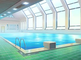 Anime Landscape: Sport Swimming pool (Anime Background) Pool Drawing, Interactive Architecture, Sport Swimming, Anime Landscape, Swimming Anime, Episode Interactive Backgrounds, Anime Places, Episode Backgrounds, Scenery Background