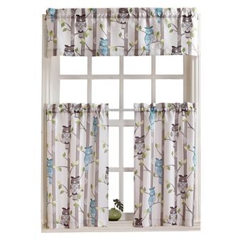 No. 918 Owl Kitchen Tier Pair Kitchen Window Valances, Owl Kitchen, Kitchen Window Curtains, Kitchen Curtain Sets, Cute Curtains, Tier Curtains, Kitchen Valances, Hoot Owl, Curtain Sizes