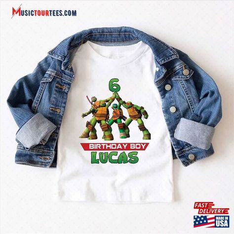 Personalized Ninja Turtle Shirt Toddler Birthday Unisex Classic Check more at https://musictourtees.com/product/personalized-ninja-turtle-shirt-toddler-birthday-unisex-classic/ Ninja Turtle Shirt, Turtle Shirts, Toddler Birthday, Ninja Turtle, Ninja Turtles, Boy Birthday, Birthday