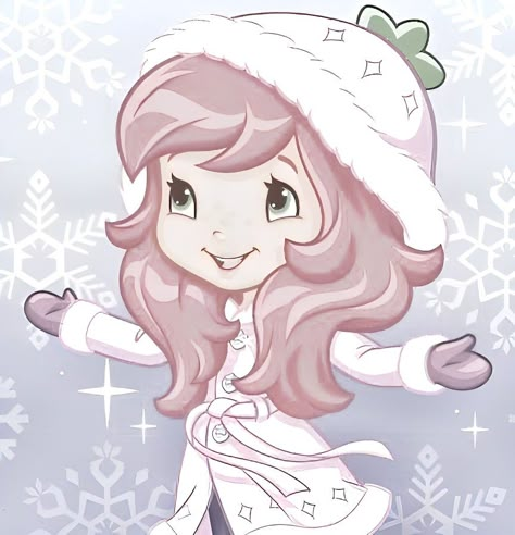 Coquette Pfps Anime, Strawberry Shortcake Christmas Pfp, Coquette Pfp Cartoon, Christmas Strawberry Shortcake, Coquette Christmas Pfp, Pink Christmas Pfp, Christmas Icons Anime, Cute Christmas Pfp, Strawberry Shortcake Icon