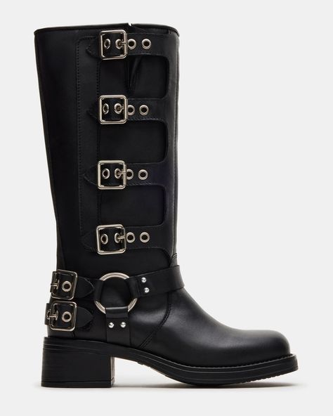 STEVE MADDEN New Rocky Black Leather Women Boots Thrift Inspo, Summer Wardrobe Staples, Madden Boots, Boo Basket, Engineer Boots, Waterproof Sneakers, I'm Broke, An Engineer, Hot Heels