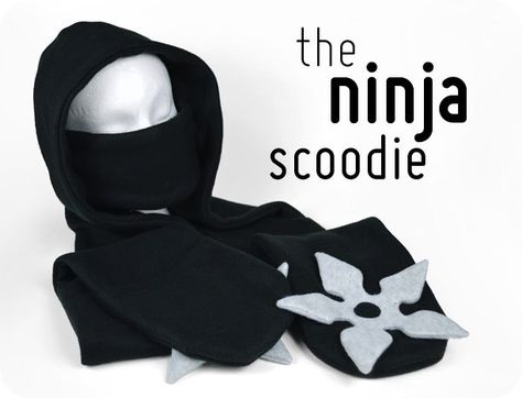 Ninja scoodie (pattern and tutorial) Ninja Scarf, Ninja Hat, Ninja Mask, Ninja Birthday, Diy Kostüm, Freebie Friday, Sewing Tutorials Free, Cosplay Tutorial, Hooded Scarf