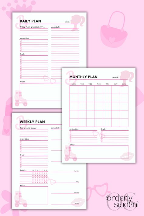 Excited to share the latest addition to my #etsy shop: Barbie Planner Printable Pack | Daily Planner, Weekly Planner, Monthly Planner Printable | Barbie Movie | Barbie | Pink Planner Insert Sets #pink #white #dailyplanner #weeklyplanner #monthlyplanner #plannerprintable #plannerinsertset #plannerpack #barbieplanners Weekly Planner Cover Design, Barbie Marathon, Y2k Planner, Barbie Planner, Marathon Party, Printable Barbie, Barbie Movie Barbie, Client Tracker, Ipad Ideas