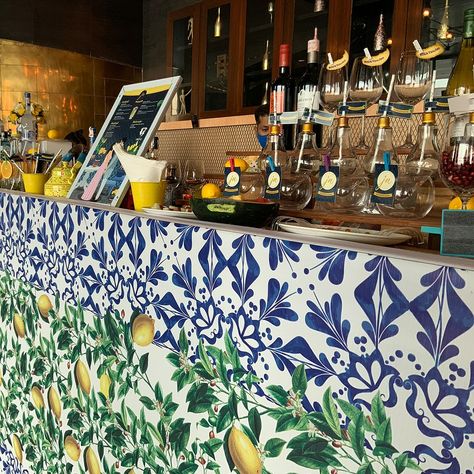 Sicilian Restaurant Design, Limoncello Decor, Amalfi Kitchen, Mediterranean Restaurant Design, Positano Theme, Welcome Baby Party, Resturant Design, Italian Inspired Wedding, Mediterranean Restaurant