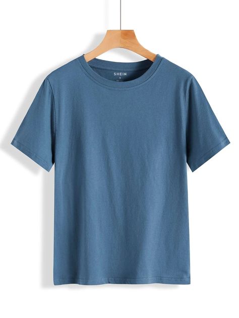 Plain Blue T Shirt, Mockup Camisa, Plain Tee Shirts, T Shirt Png, Shirt Template, Blue Tee, Plain Tshirt, Women T Shirts, Navy Shirt