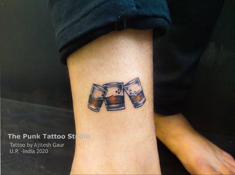 Scotch glasses are defined friendship of three friends..... Three Friend Tattoos, Three Friends Tattoo, Trio Tattoos Friends, Trio Tatoos, 3 Friend Tattoos, Friendship Tattoos For 3, Friend Tats, Trio Tattoos, Trio Tattoo Ideas