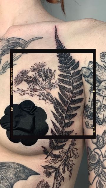 Armpit Tattoo, Symmetrical Tattoo, Fern Tattoo, Torso Tattoos, Back Piece Tattoo, Pieces Tattoo, Chest Piece, Black Ink Tattoos, Rib Tattoo