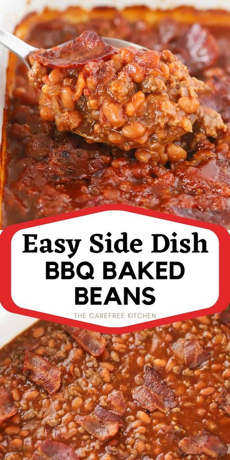 Baked Beans With Bbq Sauce, Best Baked Beans Recipe, Baked Beans With Hamburger, The Best Baked Beans, Canned Beans Recipe, Brown Sugar Sauce, Vegetarian Baked Beans, Bacon Bbq Sauce, Patriotic Recipes