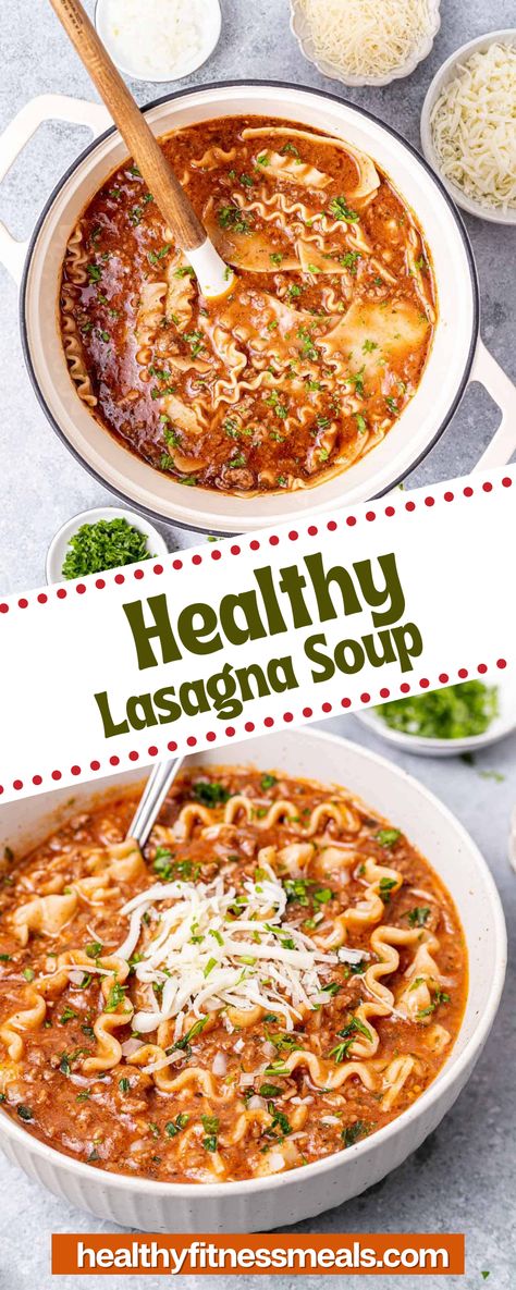 Healthy Lasagna Soup, Lasagne Soup, Lasagna Soup Crockpot, Easy Healthy Soup, Easy Lasagna Soup, Healthy Lasagna, Lasagna Soup Recipe, Soup With Ground Beef, Traditional Lasagna