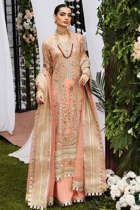 Simrans Luxury Formal Pret SIM111-Designer dhaage Net Shirt, Embroidered Organza, Silk Trousers, Popular Outfits, 3 Piece Suits, Fashion Shoot, Pakistani Fashion, Raw Silk, Summer Casual