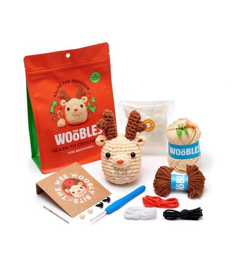 Woobles Crochet Kit, Reindeer Crochet, Secret Santa Christmas Gifts, Diy Animals, Crochet Kits, Baby Play Activities, 4mm Crochet Hook, College Room, Christmas Break