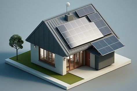 Solar Panel House, Solar Panel Project, Panel House, Solar Rooftop, Natural Resource, 3d House, Solar Panels For Home, Isometric Art, Solar House