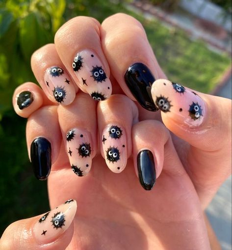 Anime Gel Nails, Cat Acrylic Nails, Anime Inspired Nails, Halloween Nail Art Ideas, Halloweenský Makeup, Kutek Disney, Fake Nails Designs, Hippie Nails, Cute Simple Nails