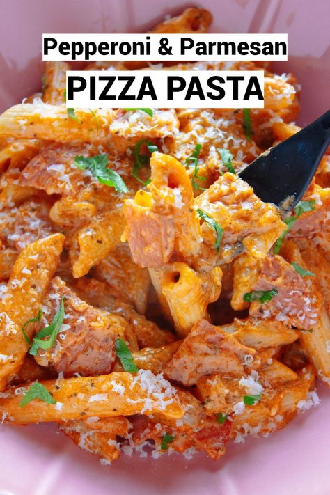 Pasta Pepperoni, Bug Food, Pepperoni Pasta, Pepperoni Recipes, Parmesan Pizza, Turkey Pepperoni, Protein Pasta, Food Pasta, Pizza Flavors