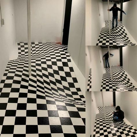 Optical Illusion Interior Design, Illusion Room, Parker Core, Lofted Cabin, Optical Illusion Tattoos, Illusion Tattoos, Optical Illusion Tattoo, Art Hotel, Trippy Designs