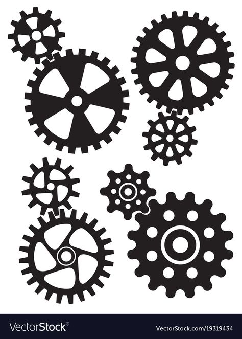 Cogs Drawing, Gears Drawing, Gears Illustration, Gear Illustration, Gear Template, Gear Drawing, Cogs And Gears, Gear Tattoo, Doodle Wall