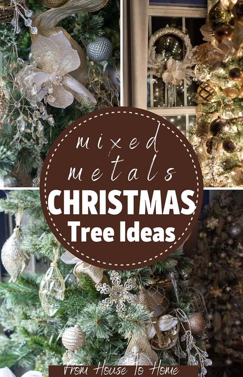 This mixed metals Christmas tree with glam gold, silver and copper Christmas ornaments is an elegant way to add holiday cheer to your home decor. Mixed Metals Christmas, Copper Christmas Ornaments, Christmas Tree Decor Ideas, Tree Decor Ideas, Glam Christmas Decor, Copper Christmas, House To Home, Haunted House Decorations, Metallic Christmas