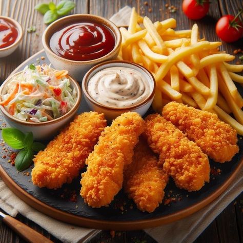 Seasoned French Fries Recipe, Korean Menu, Fried Chicken Strips, Chicken Fry, Chicken And Chips, Savory Treats, Crispy French Fries, Fast Foods, Tasty Chicken