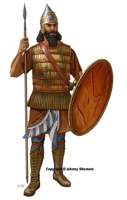 Spearman Warrior | Assyrian Spearman Angus Mcbride, Sea Peoples, Historical Warriors, Cradle Of Civilization, Ancient Armor, Ancient Near East, Persian Empire, Ancient Warfare, Historical Armor