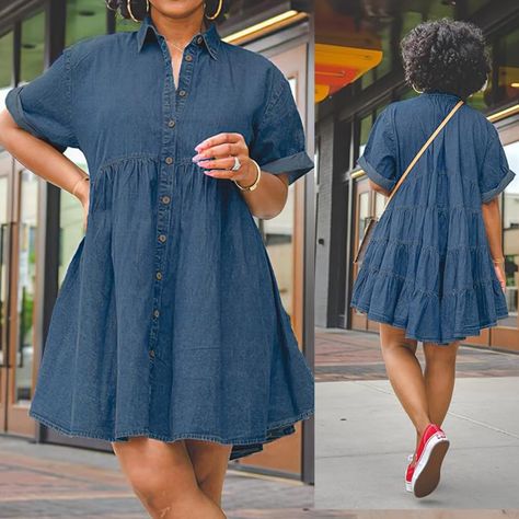 Womens Denim Babydoll Dresses Button Down Tiered Jean Dress Amazon Affiliate Dressy Casual Outfits, Button Dress, Luxury Store, Babydoll Dress, Dressy Casual, Jeans Dress, Denim Women, Best Sellers, Button Downs