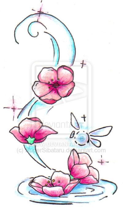 Falling Flowers by SuperSibataru on deviantART Flower Symbols, Devin Art, Falling Flowers, Flower Symbol, Flower Outline, Feather Tattoo, Feather Tattoos, Guided Drawing, Cherry Blossom Tree