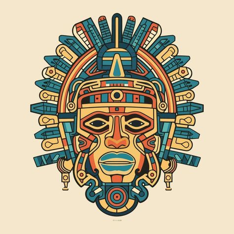 esta azteca ilustración diseño caracteristicas intrincado patrones y negrita colores, inspirado por el antiguo de la civilización Arte y cultura Dr Wagner Jr, Aztec Drawing, Hindu Tattoos, Dia De Muertos, Animals For Kids, Photoshop, History, Drawings, Animals